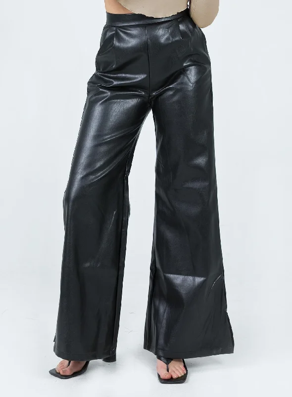 Wide Leg Pants for Valentine's Day -Angelica Pu Wide Leg Pants Black