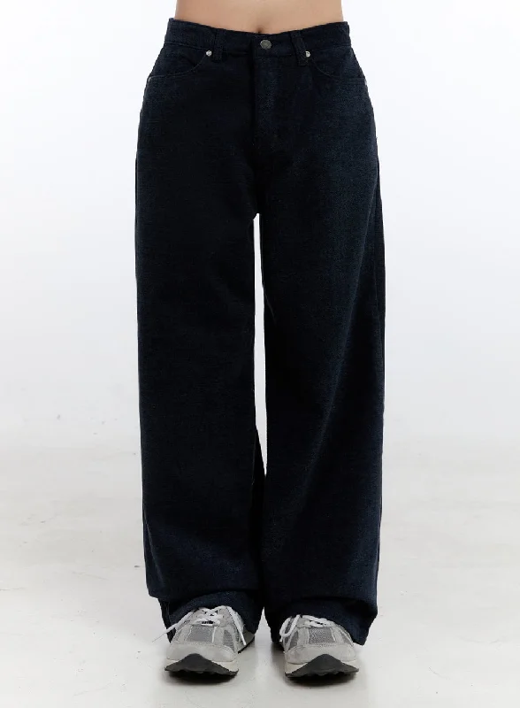 Wide Leg Pants for Father's Day -Dark Blue Relaxed-Fit Wide Leg Pants ON418