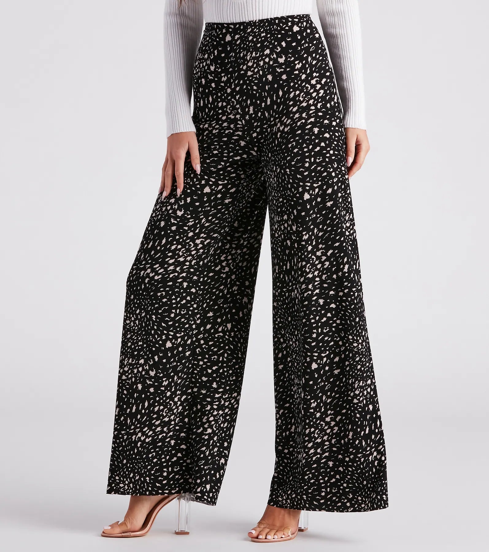 Wide Leg Pants for Cultural Events -Fabulous Flair Leopard Print Wide-Leg Pants