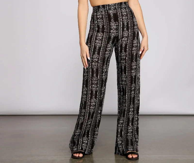 Wide Leg Pants for Maternity Wear -Effortless Beauty Boho Wide-Leg Pants