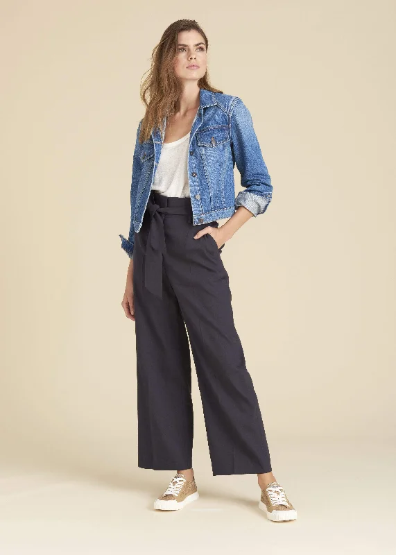 Wide Leg Pants with Sequins -Elice Belted Wide-Leg Pants