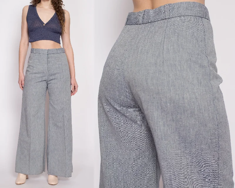 Wide Leg Pants for Hiking Trails -70s Grey High Waisted Wide Leg Pants - Medium, 28"