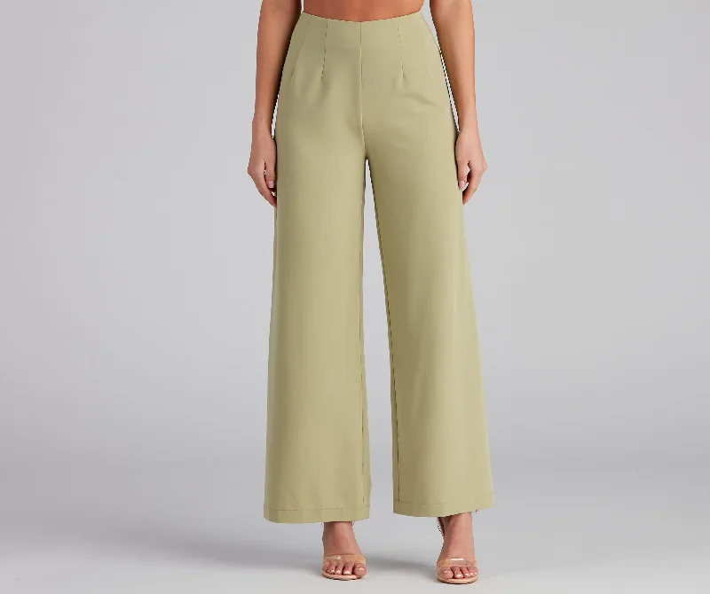 Wide Leg Pants for Outdoor Activities -She Means Business Wide-Leg Pants