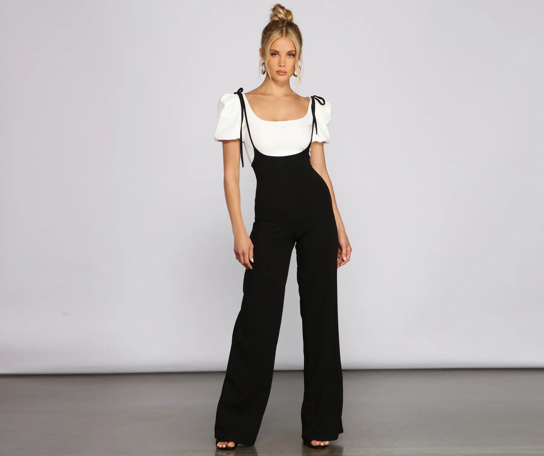 Wide Leg Pants with Elastic Waist -Sassy Style Suspender Wide-Leg Pants