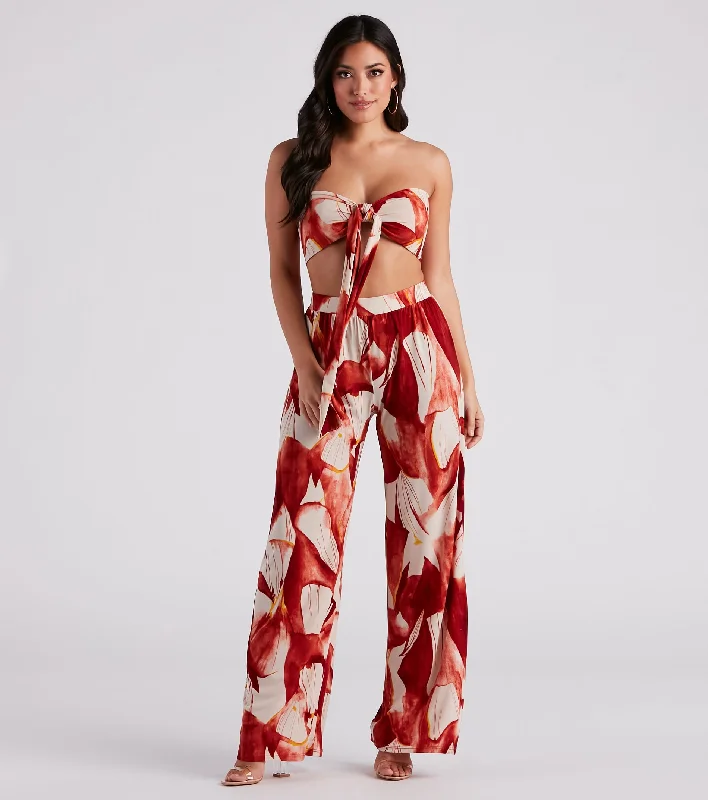 Wide Leg Pants for Garden Parties -Island Time Floral Wide-Leg Pants