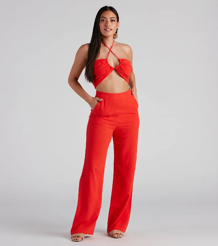 Wide Leg Pants for Christmas Celebrations -Worth It Linen Wide-Leg Pants