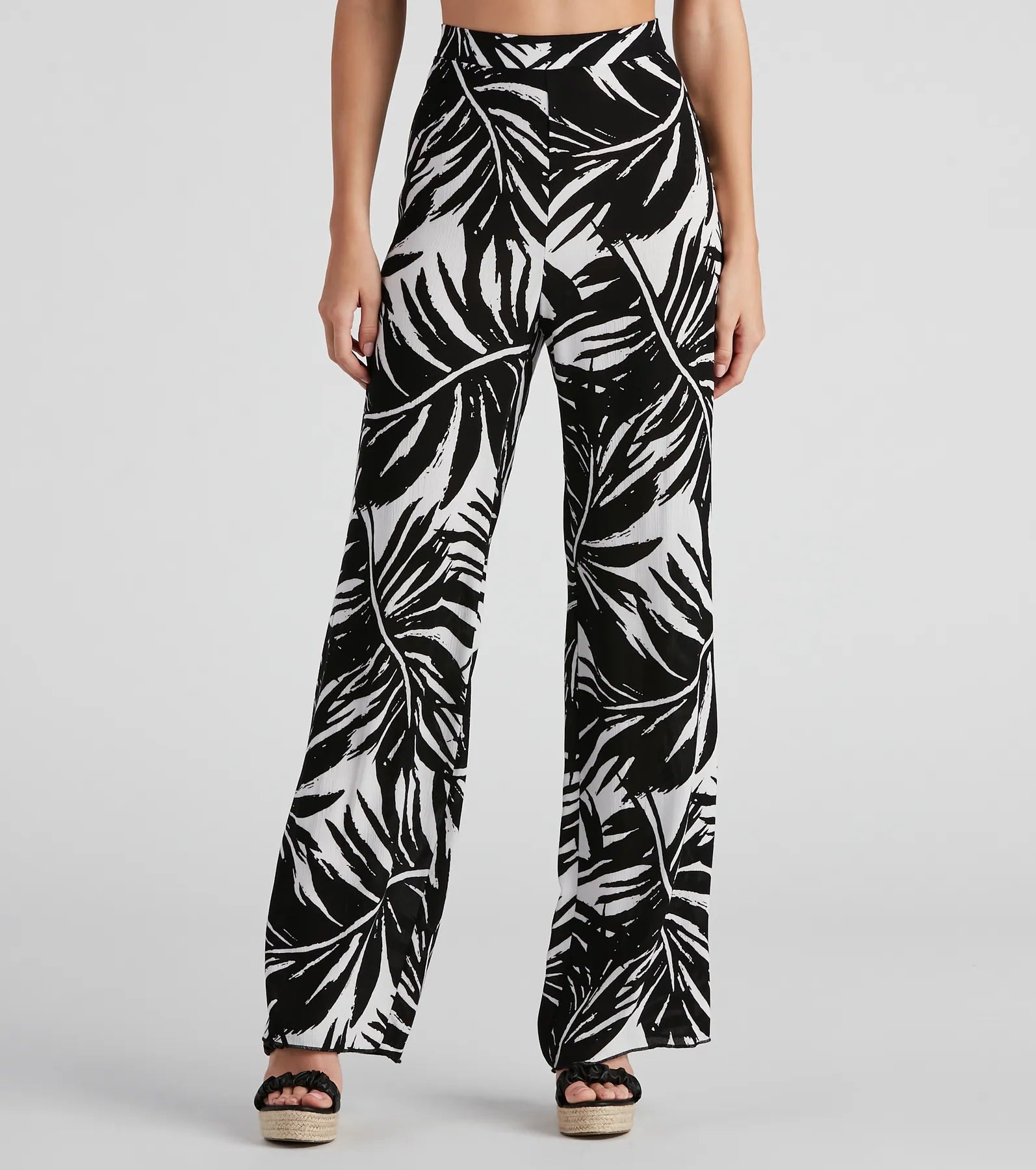 Wide Leg Pants for Mother's Day -Sandy Beaches Palm Wide-Leg Pants