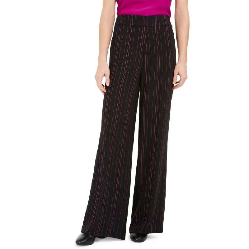 High Waist Wide Leg Pants for Shape -Bar III Women's Striped Wide Leg Pants Black Size 10