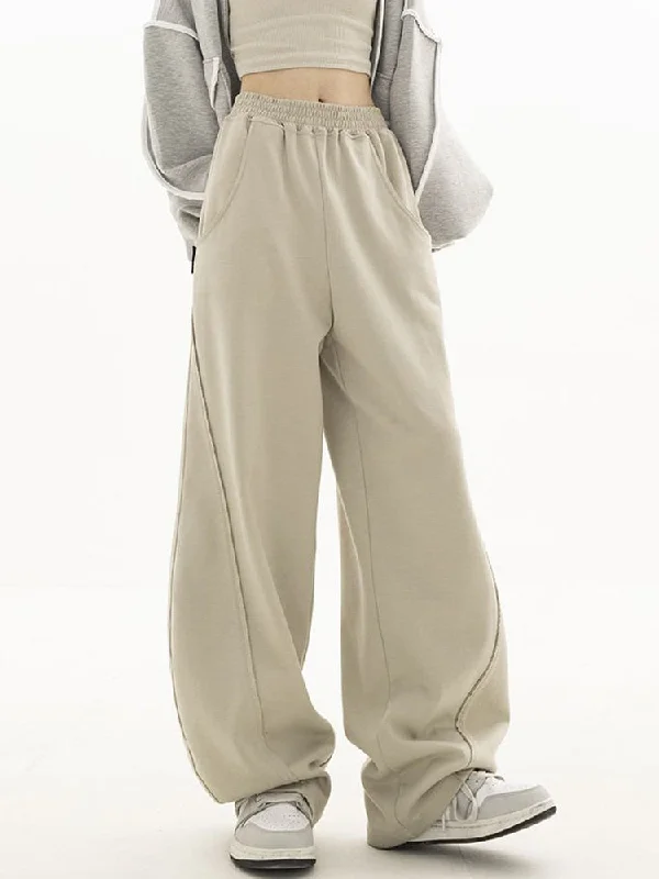 Wide Leg Pants for School Days -CityHottie - Fashion Bf Oversize Sweatpants Streetwear High Waist Women Loose Y2K Wide Leg Pants Korean Vintage Pockets Casual Trousers