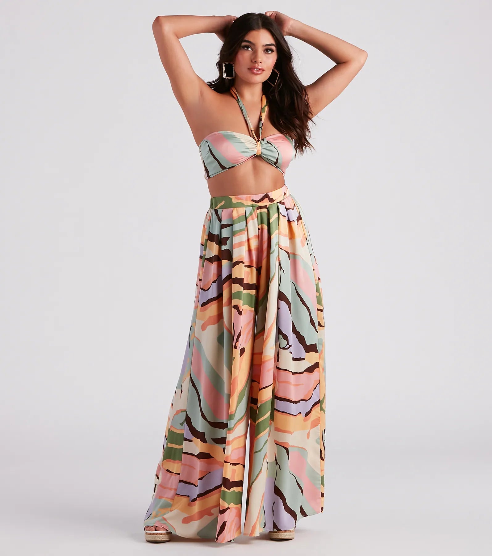 Wide Leg Pants for Father's Day -Bring The Heat Printed Wide-Leg Pants