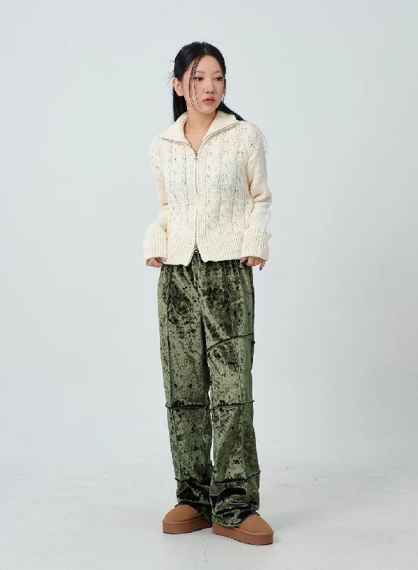 Striped Wide Leg Pants for Fashion -Velvet Wide Leg Pants CJ303