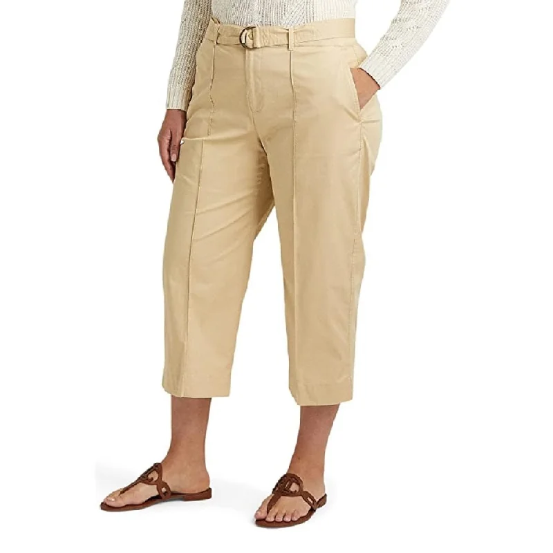 Linen Wide Leg Pants for Breathable -Ralph Lauren Women's Micro Sanded Twill Belted Wide Leg Pants Brown