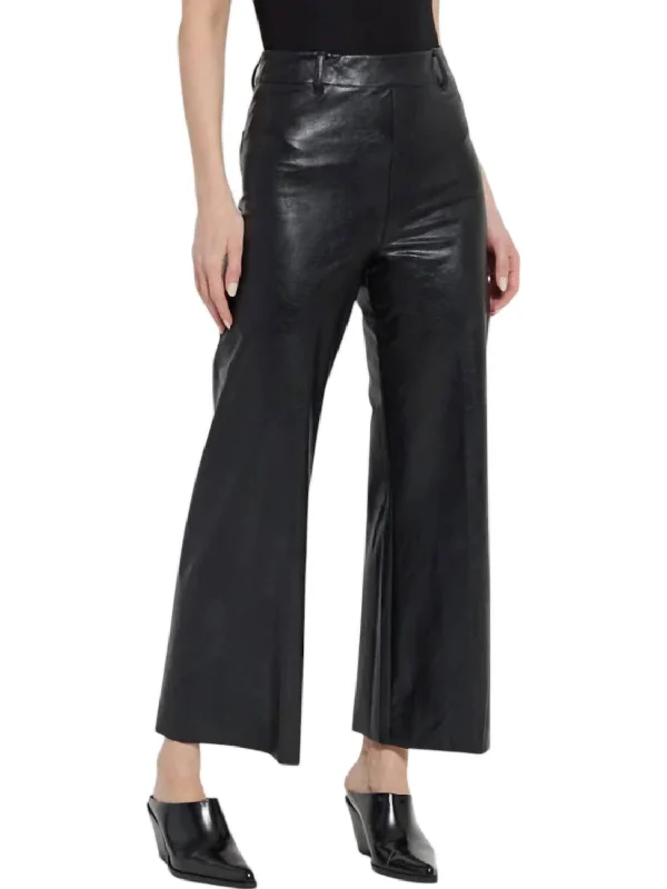 Wide Leg Pants for Fashion Shows -Vegan Leather Wide Leg Pants In Black