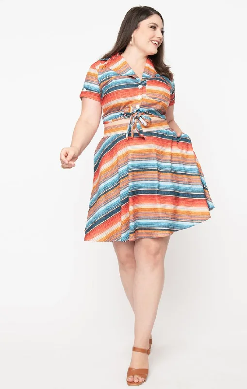 High-waisted skirts with button front detail -Briella Serape Skirt