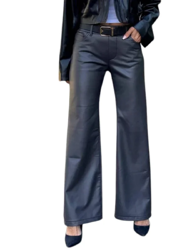 Cargo Wide Leg Pants with Pockets -Amanda Vegan Wide Leg Pants In Dark Gray