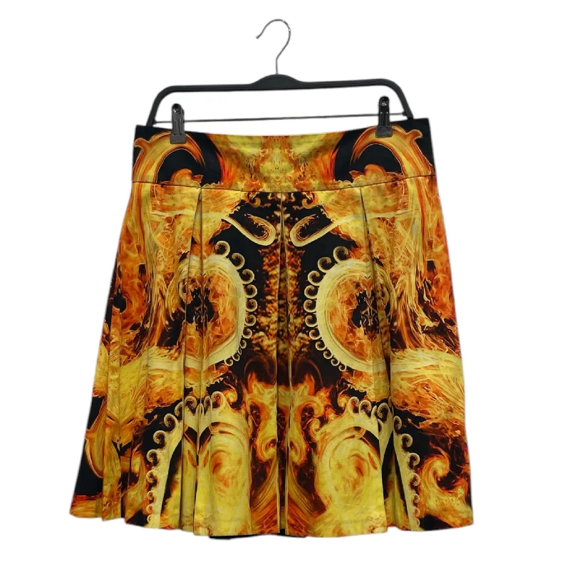 Pleated skirts for sophisticated evening wear -GIVENCHY/Skirt/48/All Over Print/Cotton/ORN/Midi Length/FLAME SKIRT