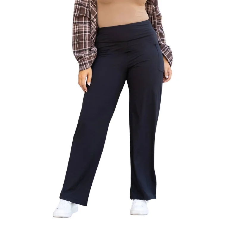 Denim Wide Leg Pants for Casual -Full Length Brooke Wide Leg Pants With Pockets In Black