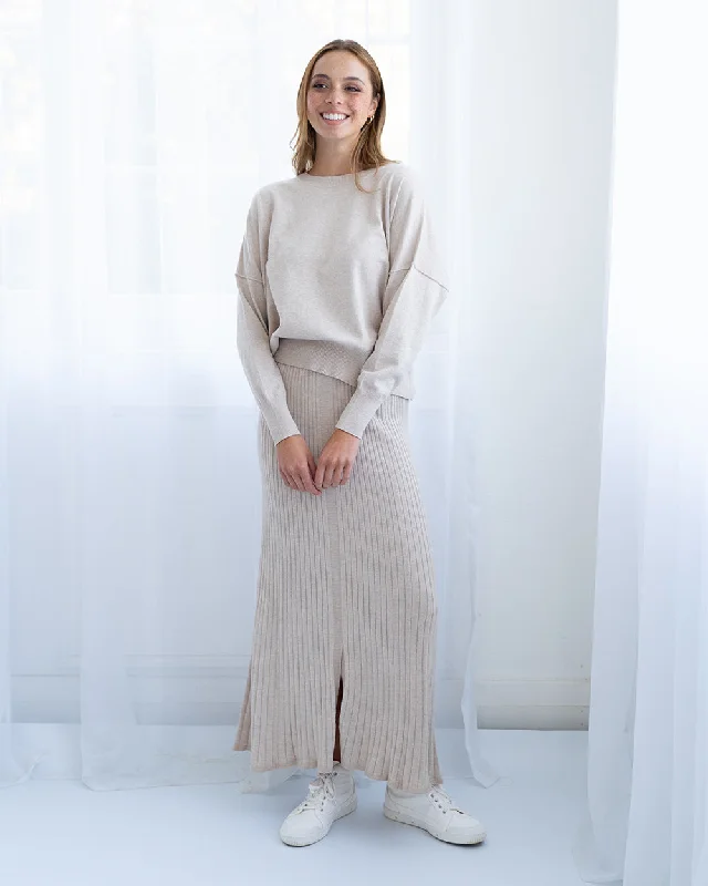 Flowy chiffon skirts for romantic summer days -Rebecca Knit Skirt - Sandstone