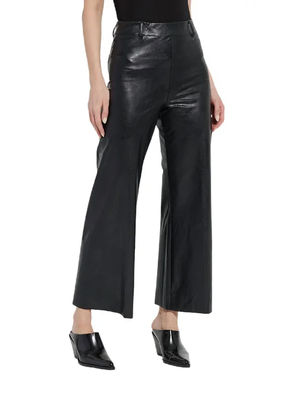 Wide Leg Pants for Christmas Celebrations -High Waist Vegan Leather Wide Leg Pants In Kohl Black