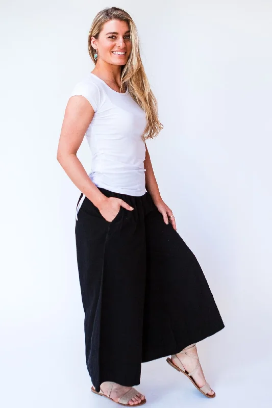 Solid Color Wide Leg Pants for Simple -Palazzo Pants - Black