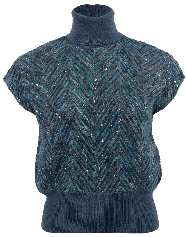 Lightweight Sweaters for Layering -Dazzling Chevron Embroidery Sweater