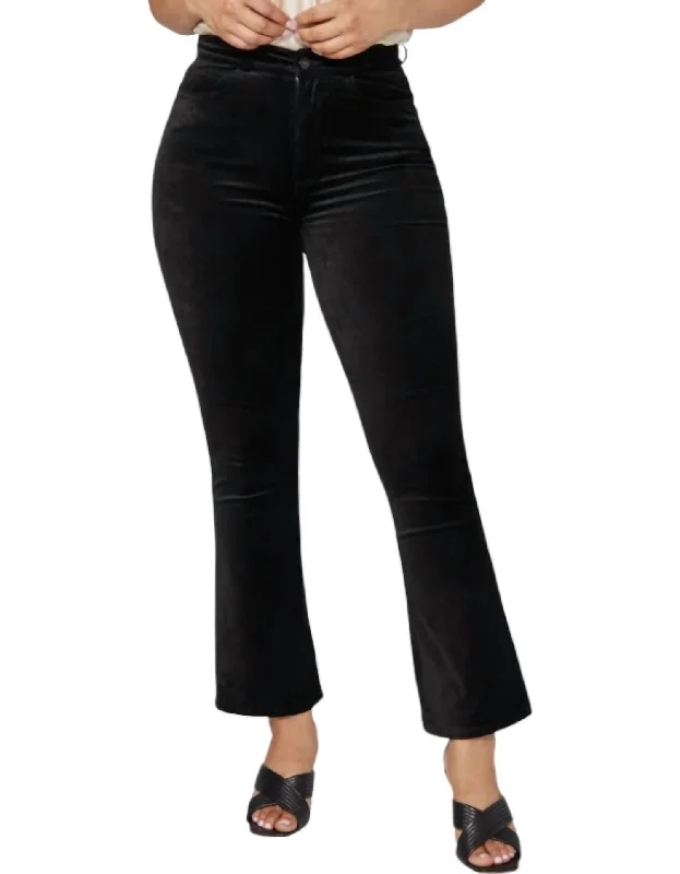 Flaunt Femme Ankle Flare Pants In Black Velvet