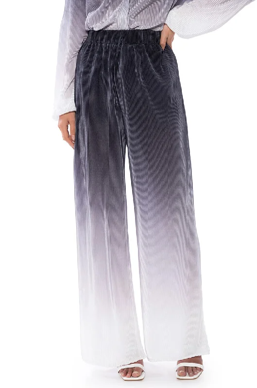 Wide Leg Pants for Fashion Shows -DAY TO NIGHT PLEATED SATIN WIDE LEG PANTS