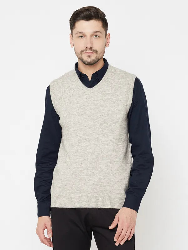 Side - Slit Sweaters for Stylish Detail -Men Beige Sweaters