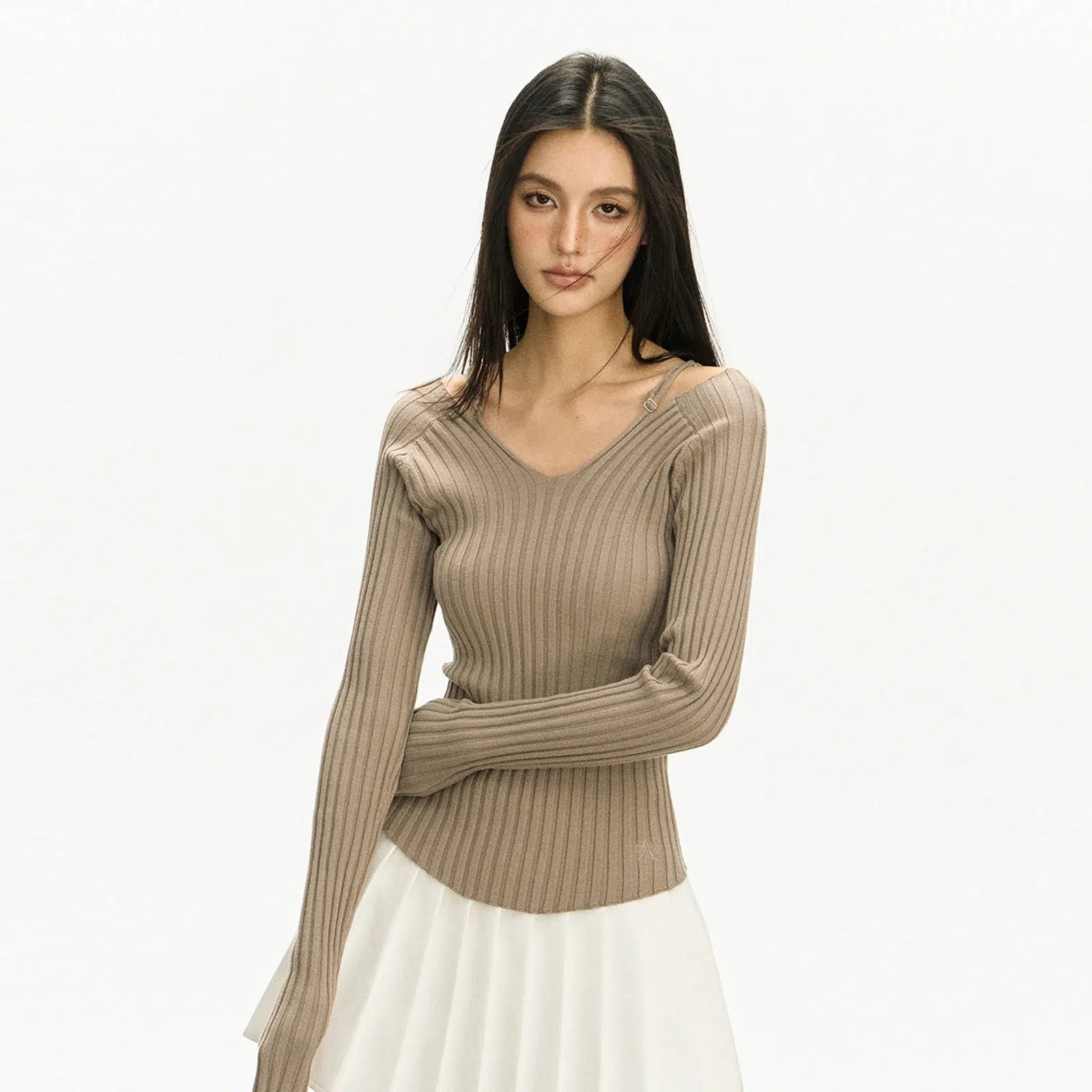 Solid Color Sweaters for Simple Elegance -Ribbed Knit Sweater