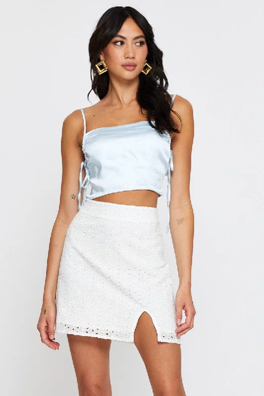 Wrap midi skirts for stylish ease -White Mini Skirt High Rise