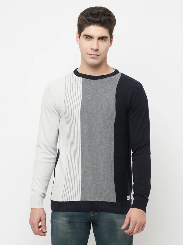 Cable - Trimmed Sweaters for Added Detail -Men Navy Sweaters