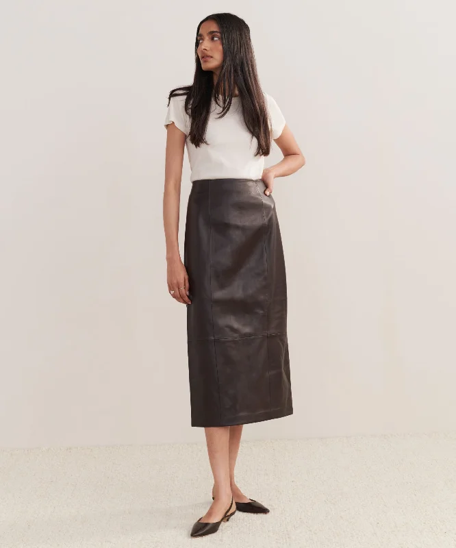 Lightweight skirts with airy fabric weave -Leather Sienna Skirt