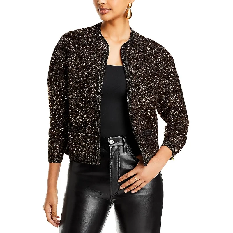 Side - Slit Sweaters for Stylish Detail -Kobi Halperin Womens Penelope Metallic Sequined Cardigan Sweater