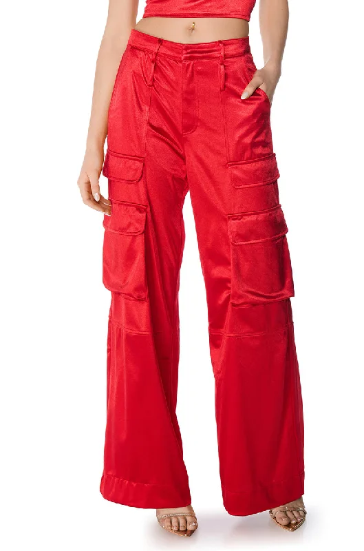 Wide Leg Pants for Casual Fridays -ASTRA WIDE LEG CARGO IN RED