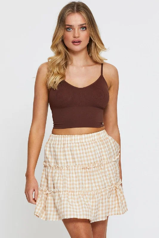 Lightweight cotton skirts for summer ease -Check Gingham Mini Skater Skirt