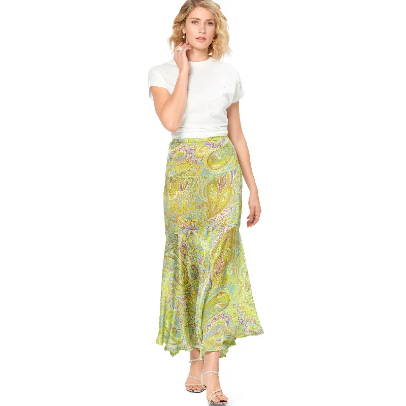 Patterned skirts with bold stripe accents -Burda Skirt 6142