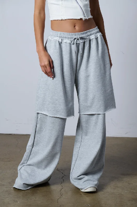 Wide Leg Pants with Patchwork Design -OVER AND OVER WIDE LEG JOGGER