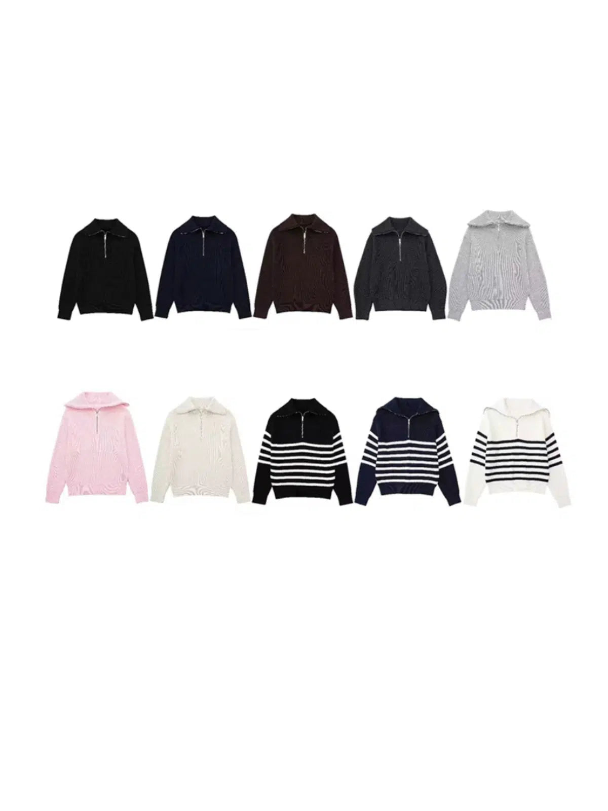 Anti - Pilling Sweaters for Long - Lasting -Half Zipper Striped Wool Blended Sweater