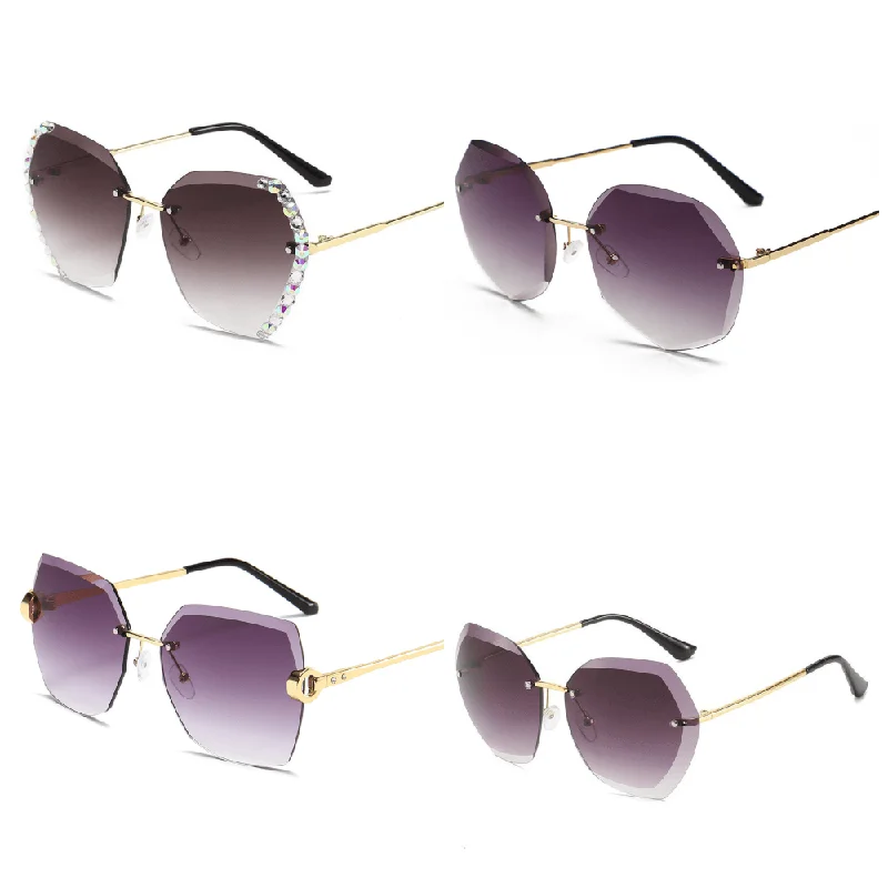 Christmas Sunglasses for Holiday Season -European and American Trendy Glasses Cut-Edge Sunglasses Ladies Big Rimless