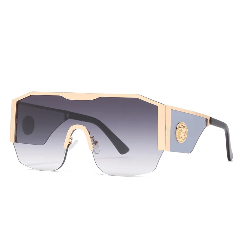 Birthday Sunglasses for Celebration -Fashion Metal Half Frame One Piece Sunglasses