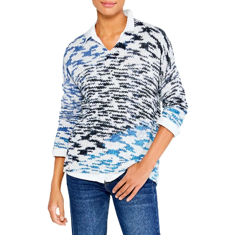 Patchwork Sweaters for Unique Design -Nic + Zoe Womens Printed V Neck Pullover Sweater