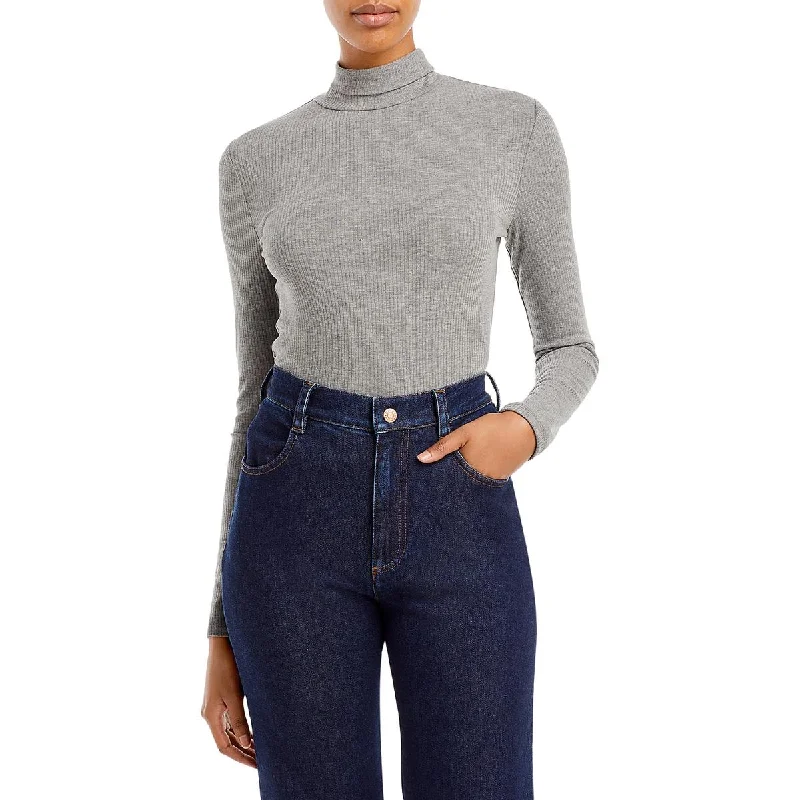 Lace - Trimmed Sweaters for Feminine Detail -Aqua Womens Ribbed Heathered Turtleneck Sweater