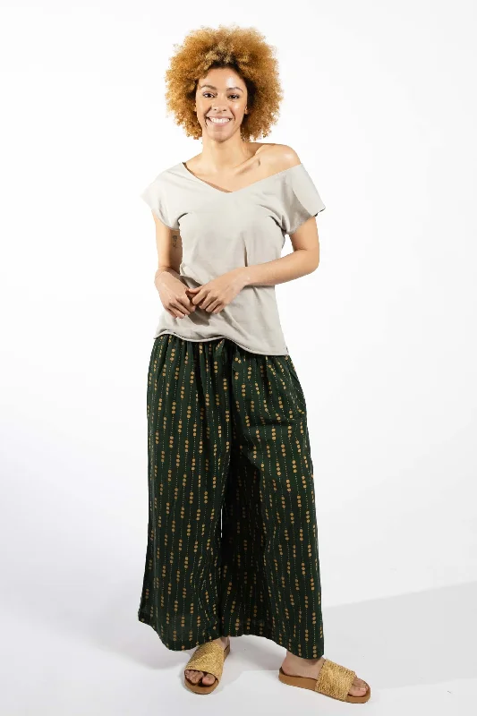 Wide Leg Pants for Winter Layers -Lounge Pants - Green