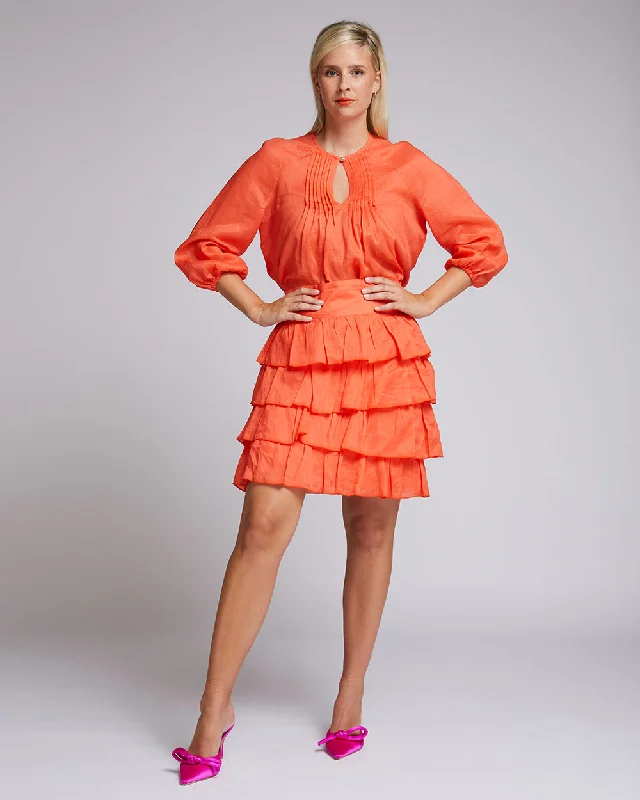 Soft skirts with gentle fabric drape -Olivia Skirt - Tangerine