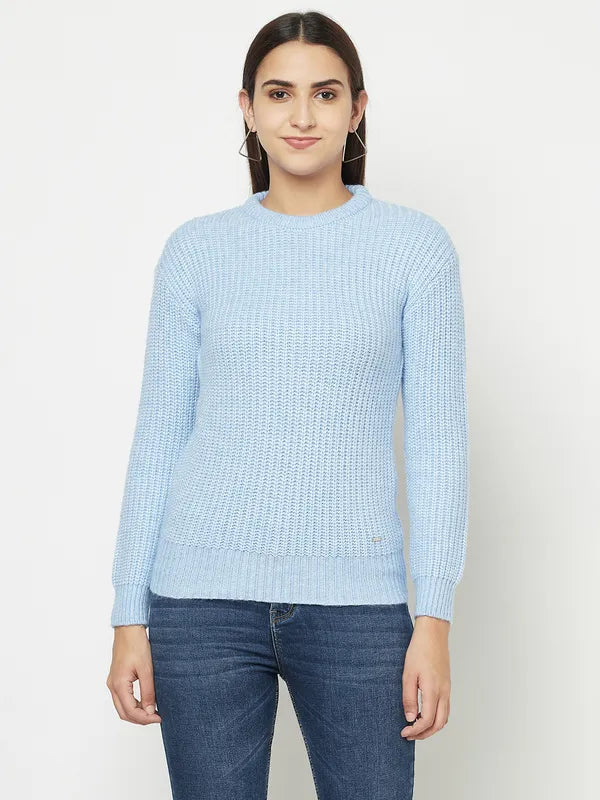 Christmas Sweaters for Holiday Spirit -Women Sky Melange Sweaters