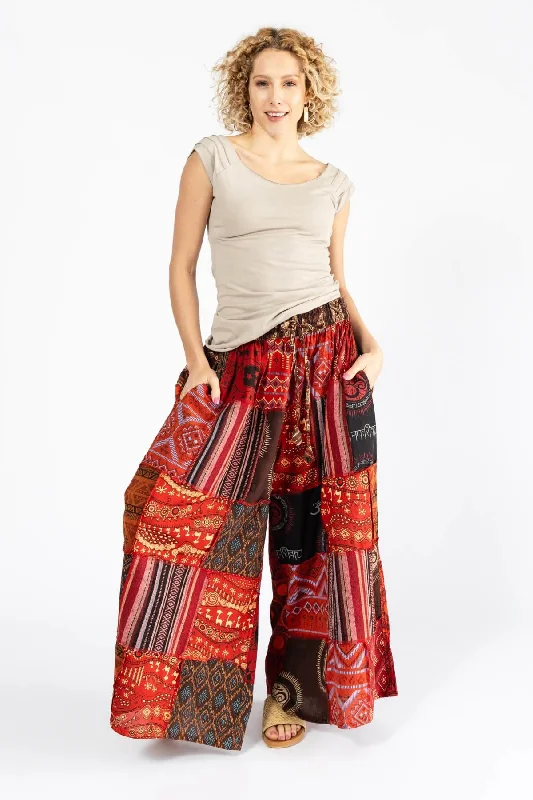 Zip Up Wide Leg Pants for Convenience -Asher Pants - Pomegranate