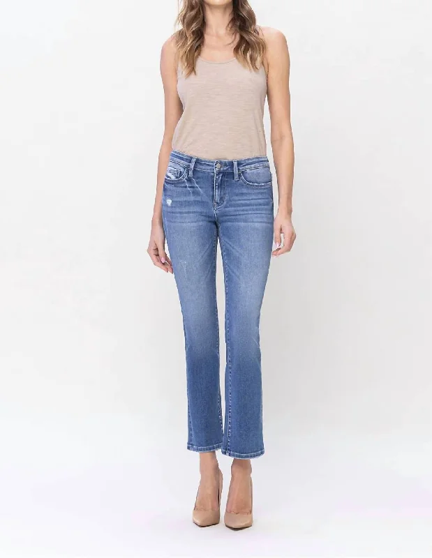 Slim Ankle Bootcut Jeans In Blue