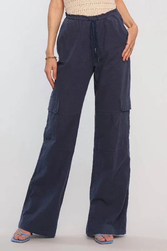 Belted Wide Leg Pants for Defined -Valentina Wide Leg Pants In Indigo