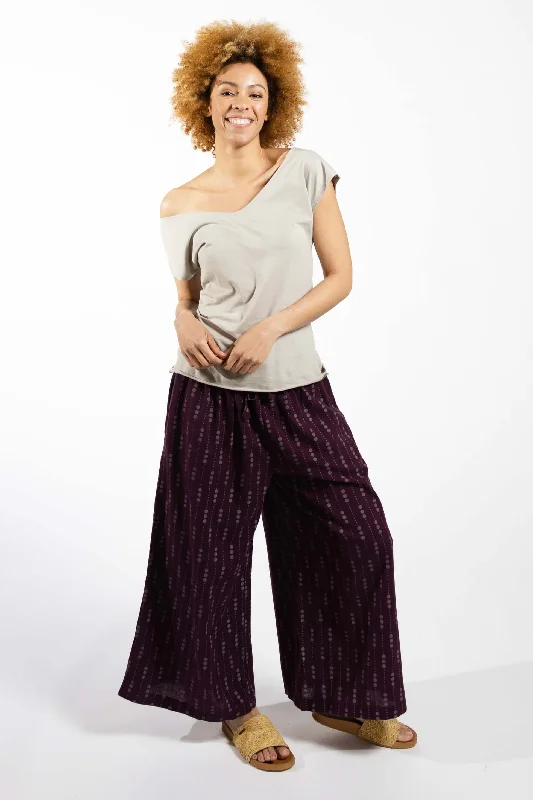 Wide Leg Pants for Weekend Outings -Lounge Pants - Wine