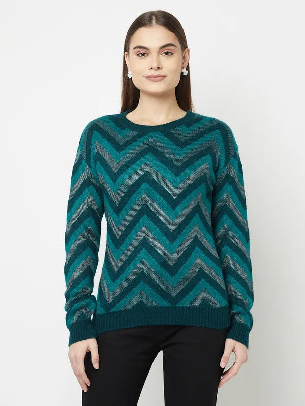 Long - Sleeve Sweaters for Full Coverage -Women Teal Sweaters